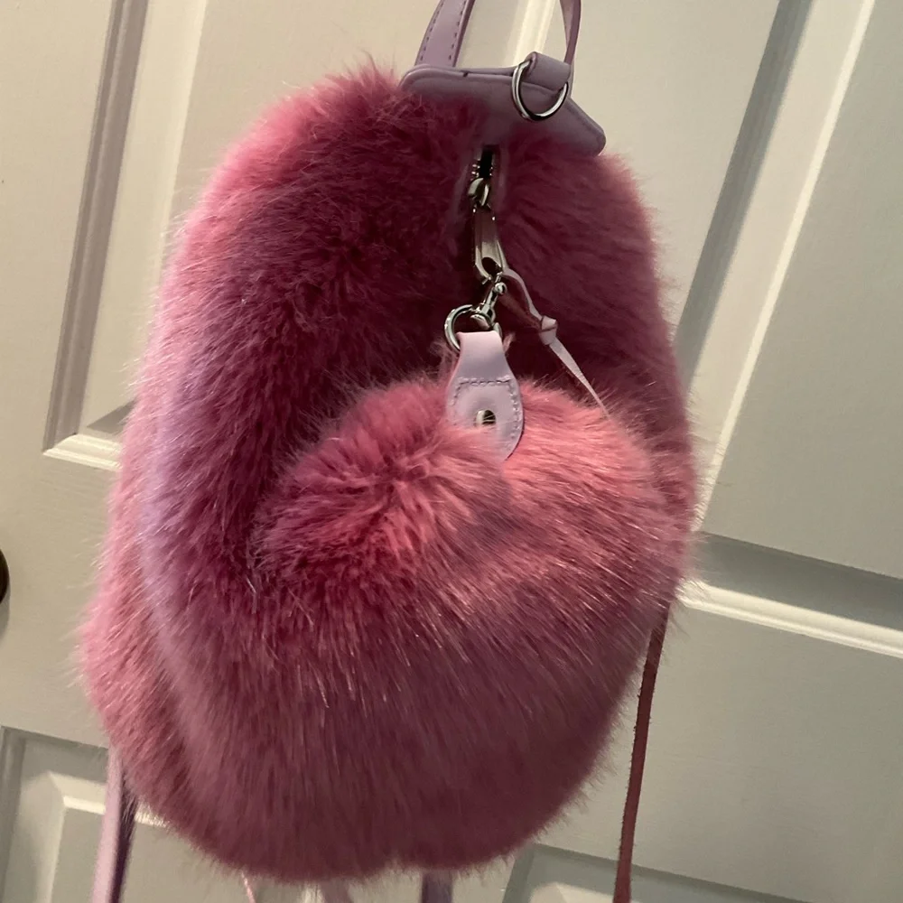 Rebecca Minkoff Pink Faux Fur Backpack